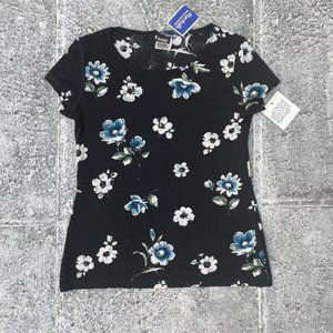 Knapp Studio California Women Top Shirt Short Sleeve Blouse Floral Top Size L